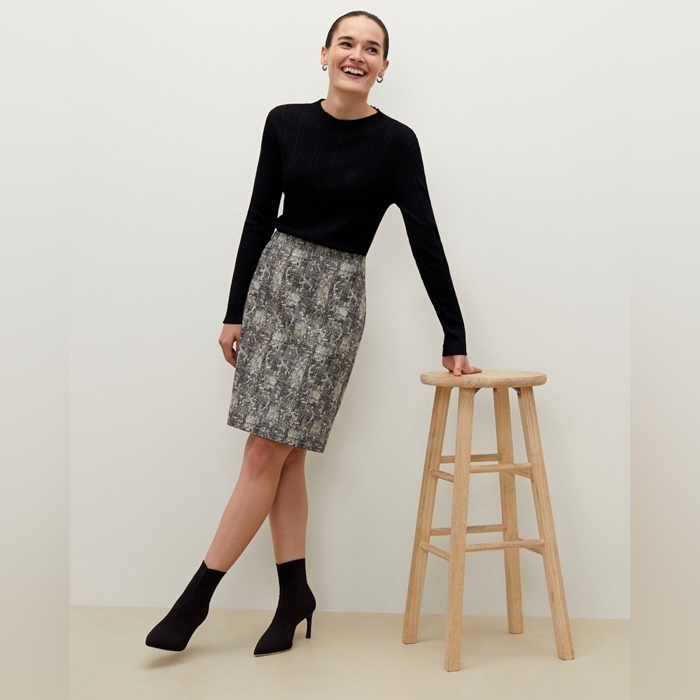 M.M.LaFleur The Noho Skirt Black & White Crackle Print Pencil Skirt Size 3XL